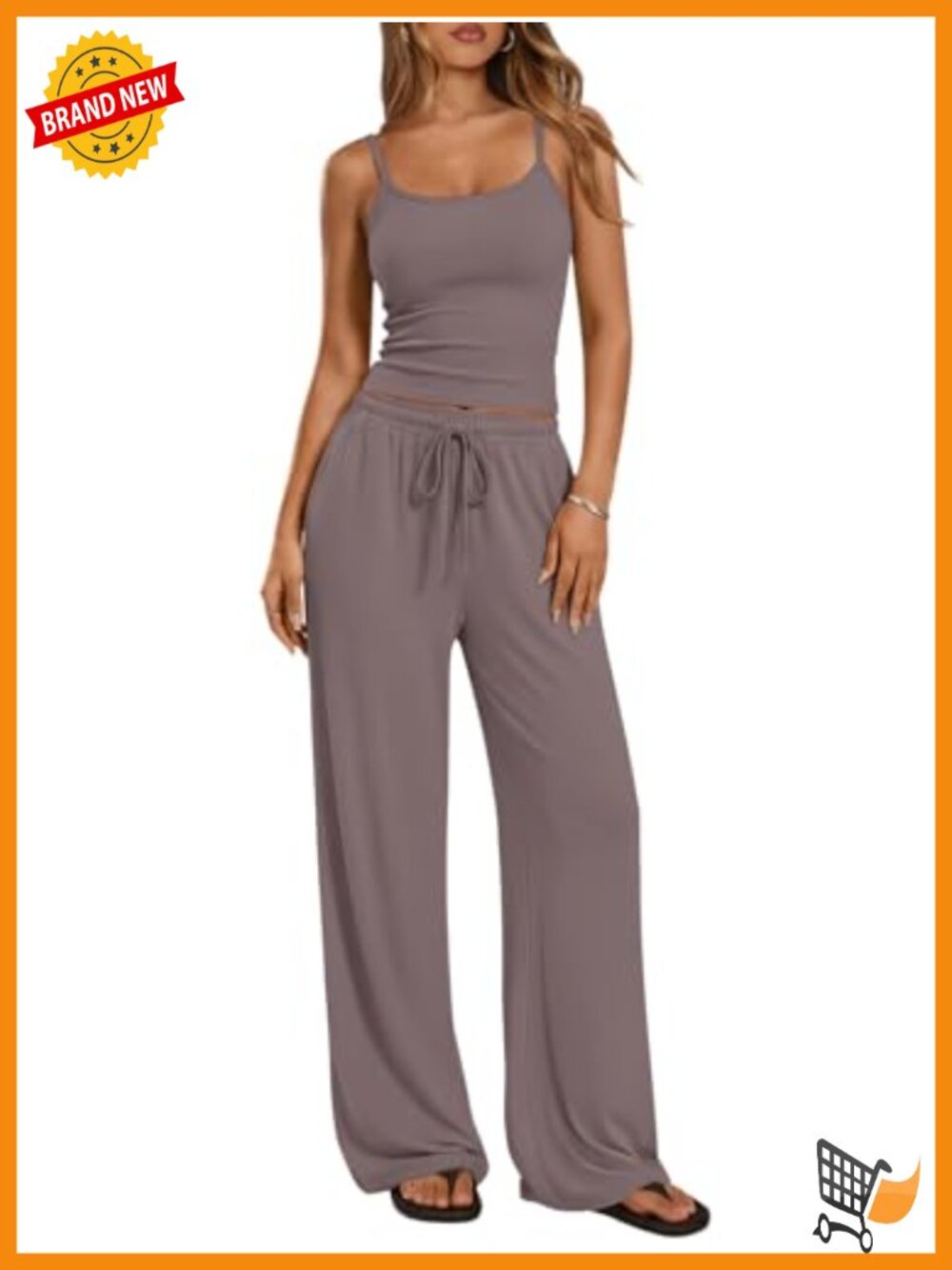 Women's 2 Piece Lounge Set Rayon Spandex Camisole Wide Leg Summer
